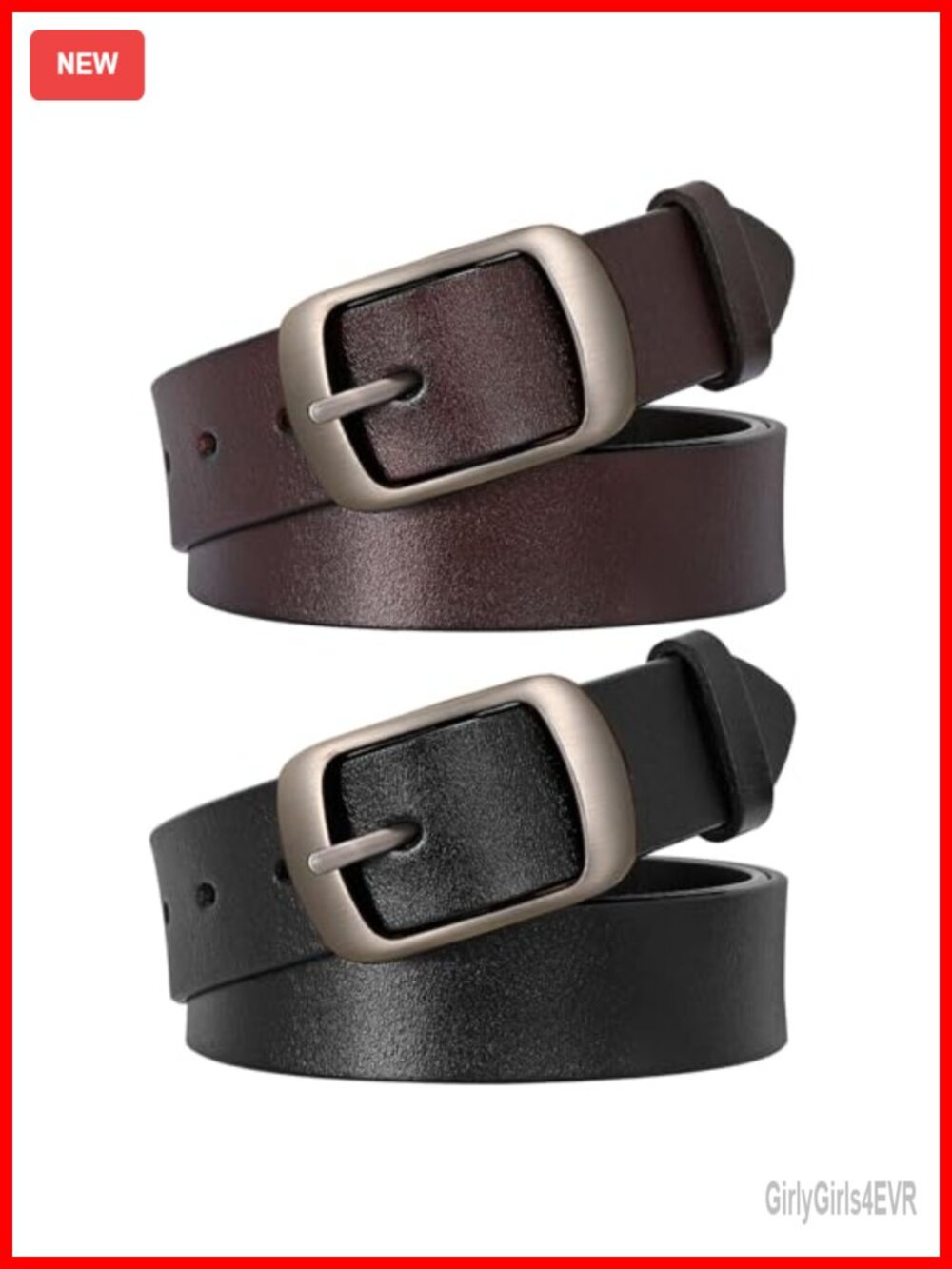 Faux Leather Women's Belt Adjustable Trim-to-Fit 1.3" with Buckle